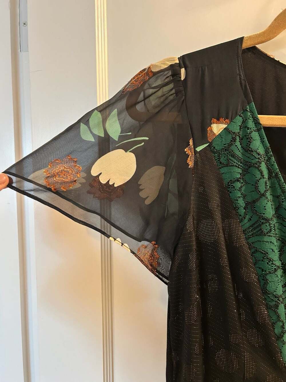 Moulinette Soeurs Anthropologie Ciao Bella Mixed Media Floral Lace Wrap Dress - Picture 8 of 16